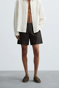100% LINEN BERMUDA SHORTS