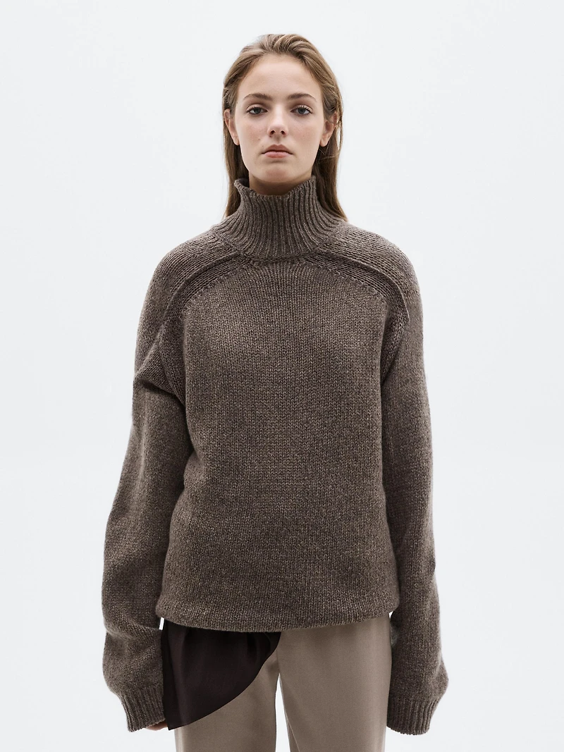 Knit high neck melange sweater - LIMITED