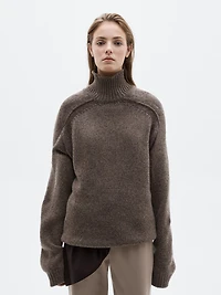 Knit high neck melange sweater - LIMITED