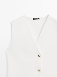 Knit V-neck vest with buttons