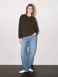 Pull oversize col en V cachemire