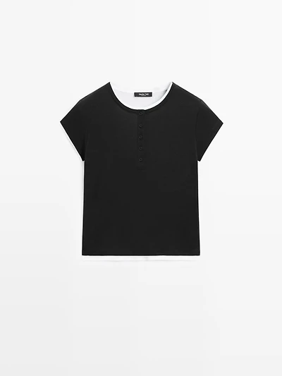 Layered Henley T-shirt