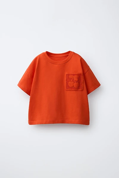 CROCHET KNIT POCKET T-SHIRT