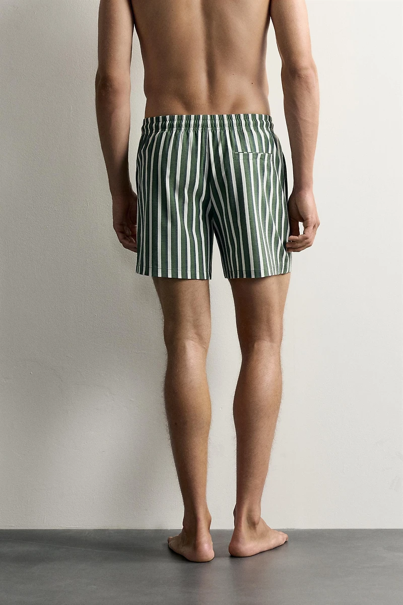 STRIPED MID-LENGTH SWIM SHORTS