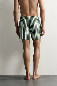 STRIPED MID-LENGTH SWIM SHORTS