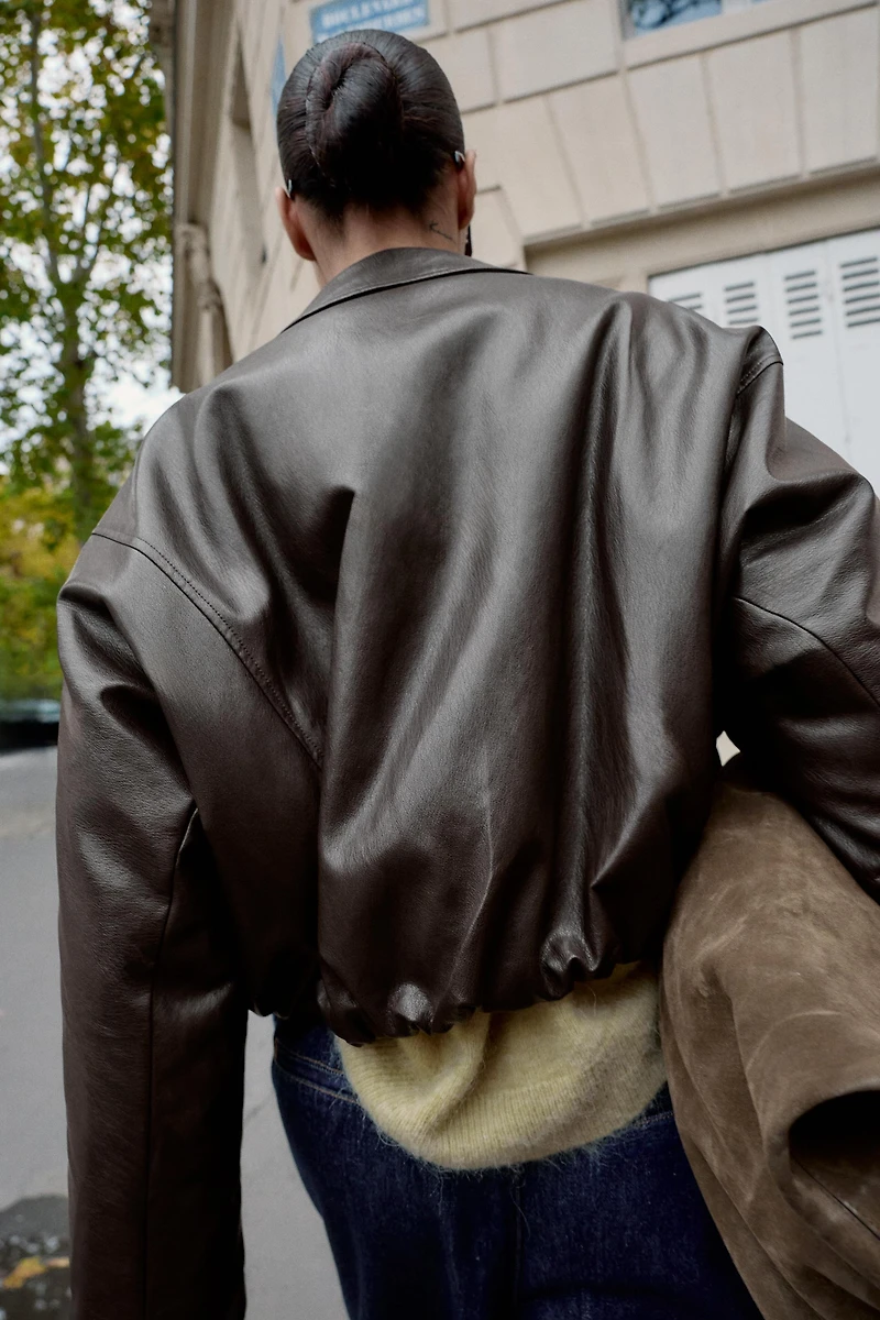 FAUX LEATHER BOMBER JACKET