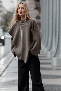 SHAWL COLLAR KNIT CAPE