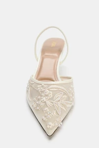 EMBROIDERED MESH SLINGBACKS
