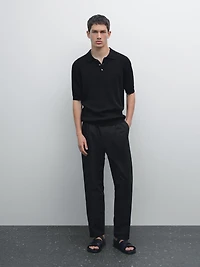 100% cotton ribbed knit polo shirt