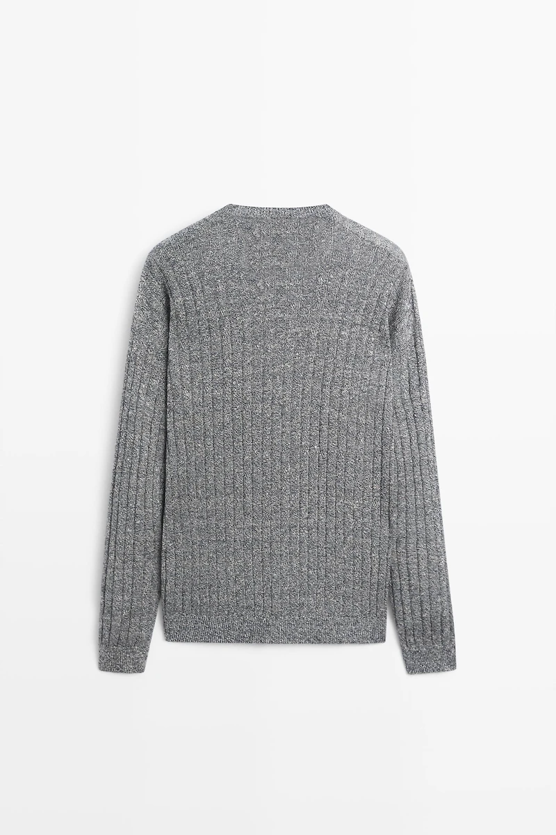 Pull en maille moulinée de lin et coton