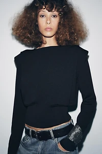 SHOULDER PAD KNIT TOP