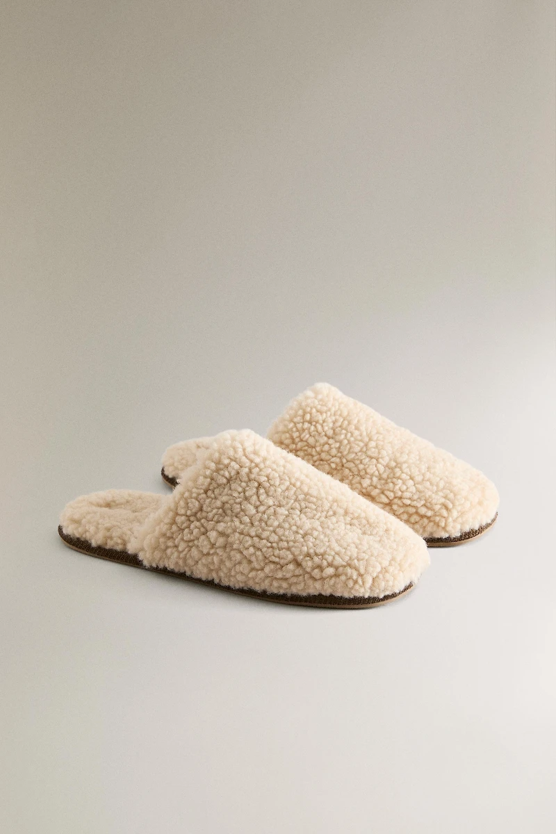FAUX SHEARLING MULE SLIPPERS