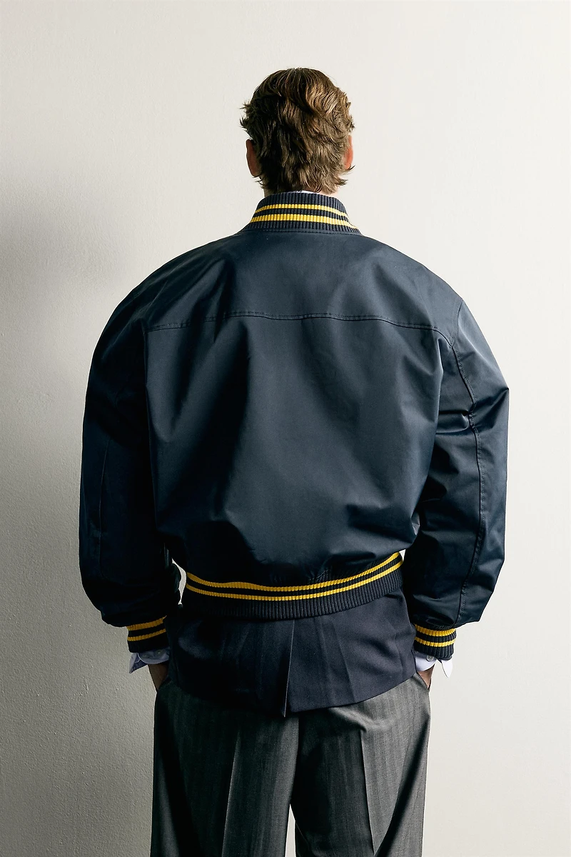 CONTRAST RELAXED FIT BOMBER JACKET
