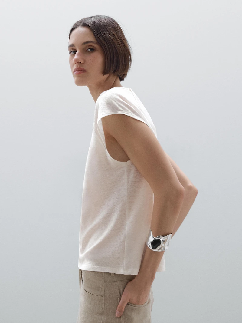 100% linen lightweight ribbed T-shirt