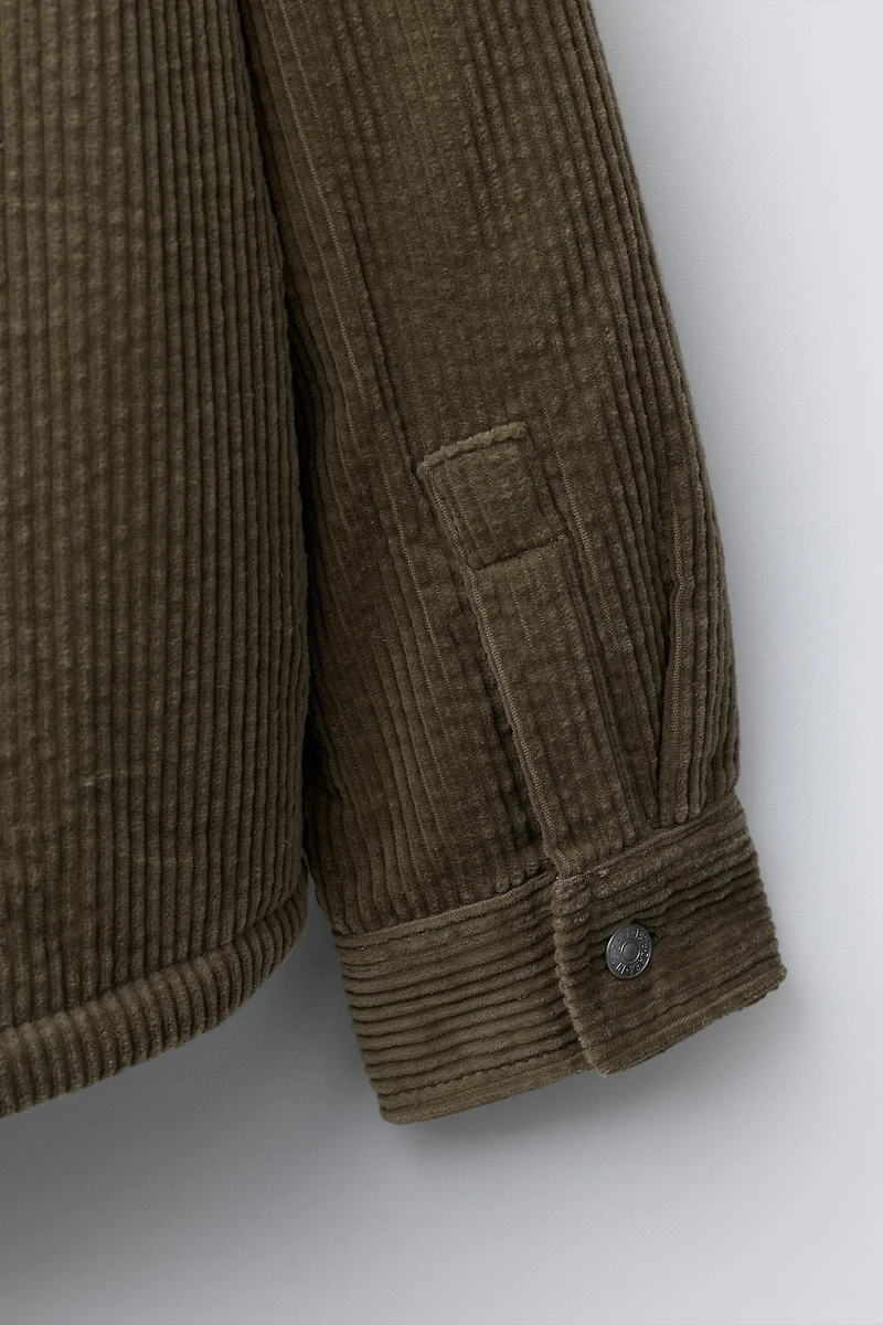 FLEECE LINED CORDUROY OVERSHIRT