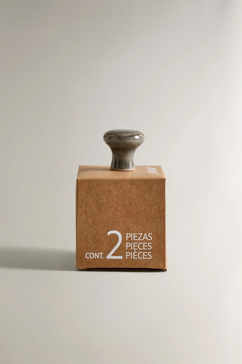 LOT DE BOUTONS MEUBLE EN CÉRAMIQUE CRAQUELÉE (LOT DE 2)