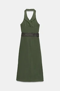MIDI DRESS WITH LINEN BELT