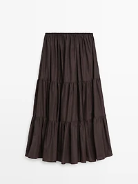 Long skirt with gathered detail