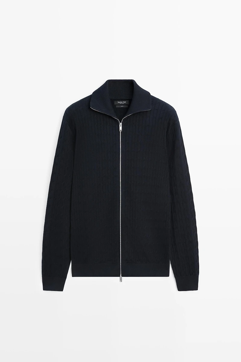 100% cotton braided knit cardigan