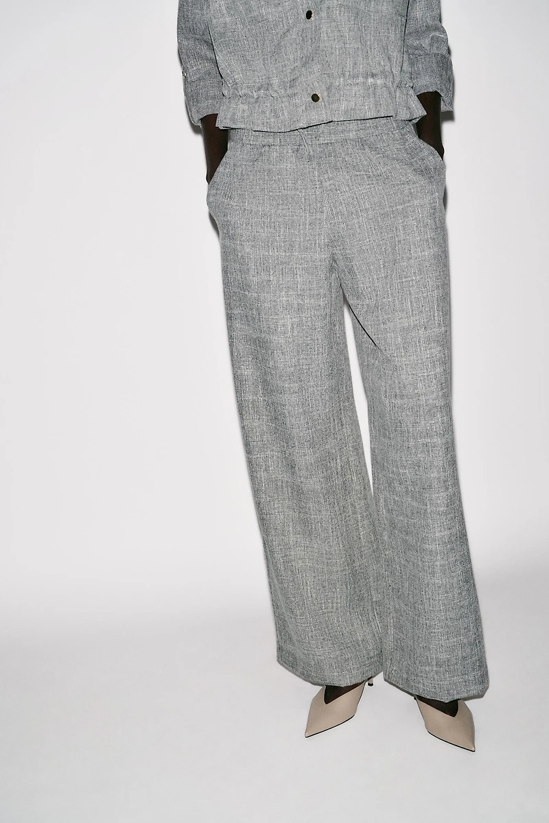 HEATHERED WIDE LEG PANTS