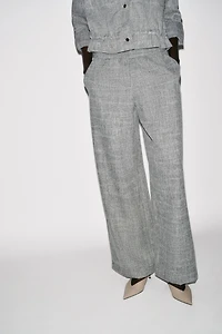 HEATHERED WIDE LEG PANTS