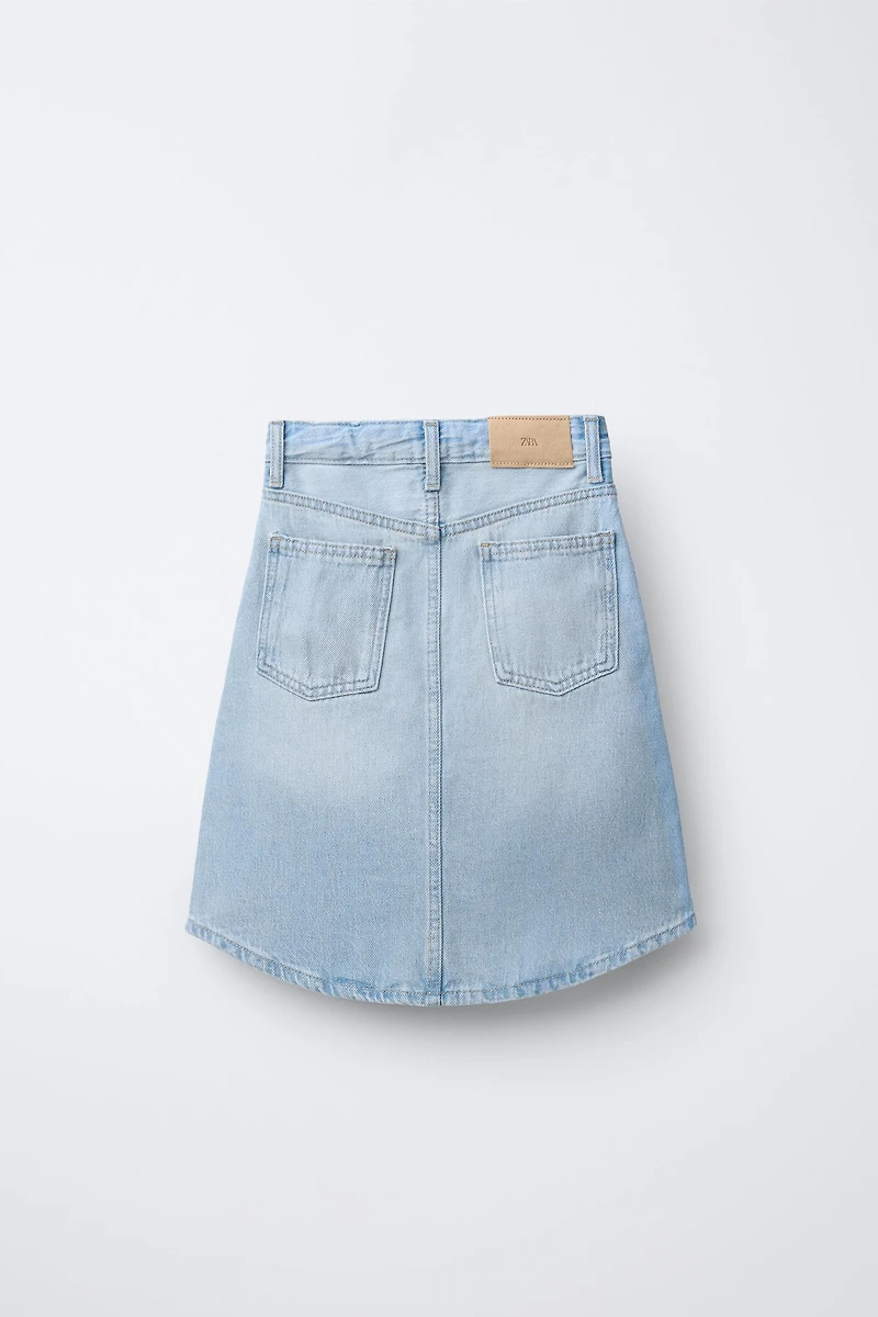 BUTTON-FRONT DENIM MIDI SKIRT
