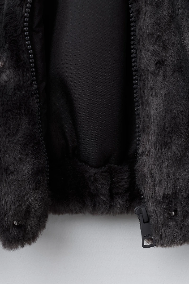 FAUX FUR HOODED JACKET