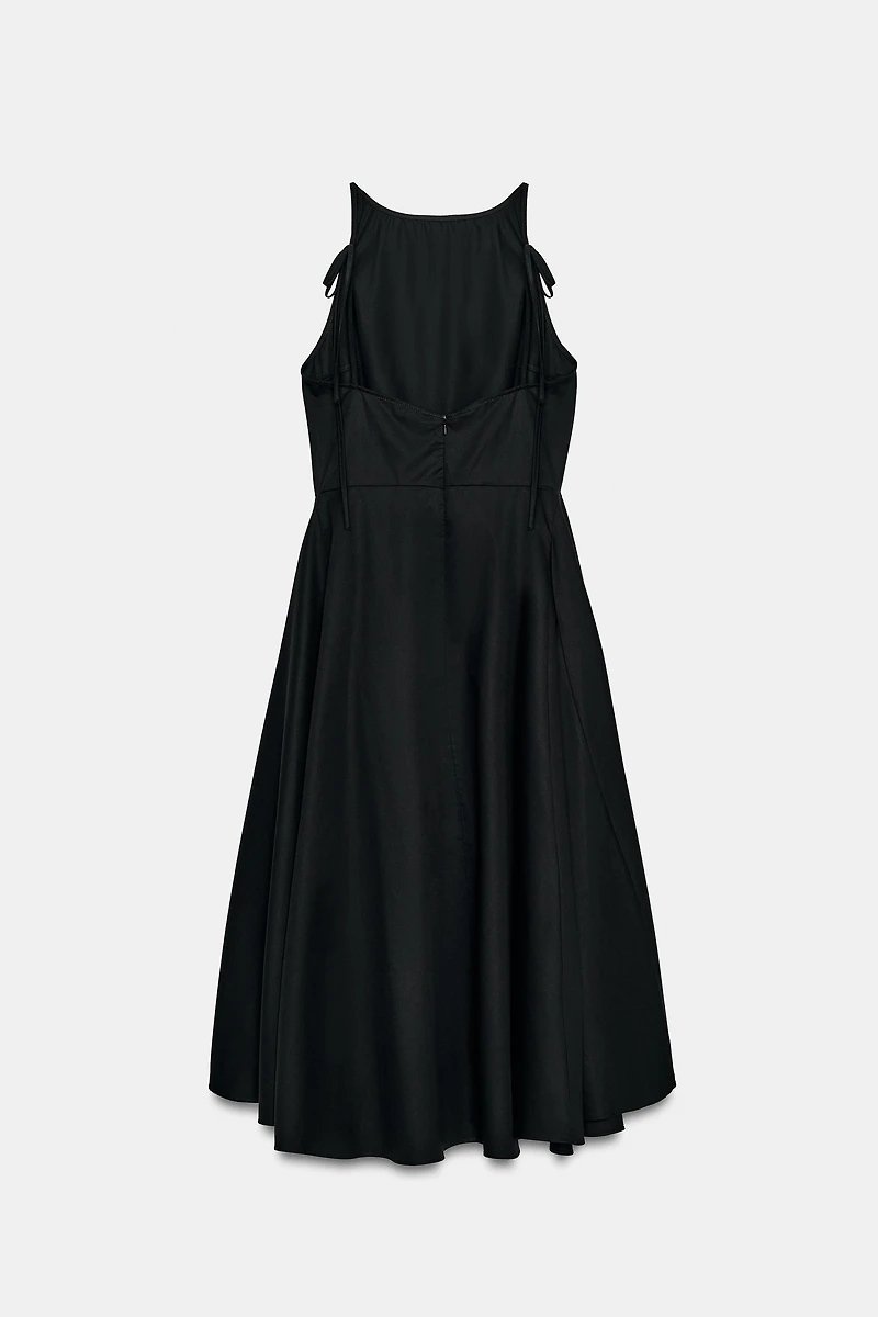 VOLUMINOUS GABARDINE MIDI DRESS