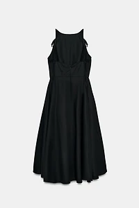 VOLUMINOUS GABARDINE MIDI DRESS