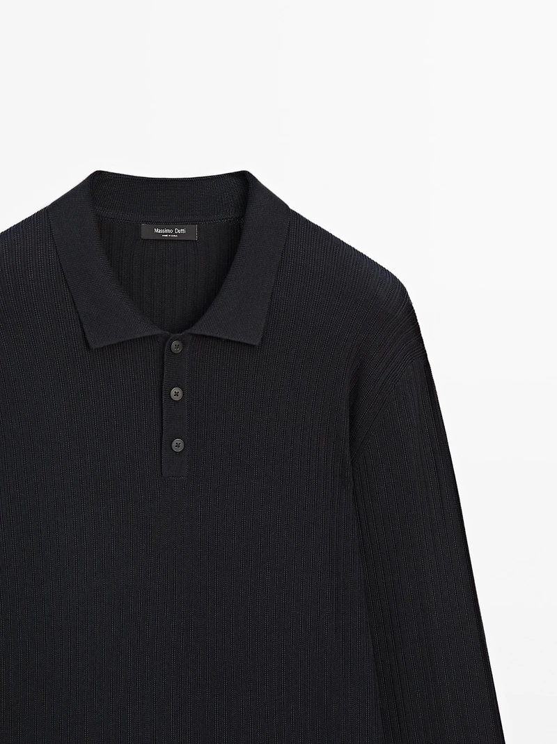 Pull polo coton en maille