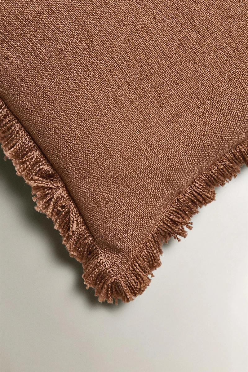FRINGED THROW PILLOW COVER