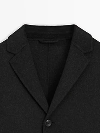 Manteau long à revers en laine mélangée
