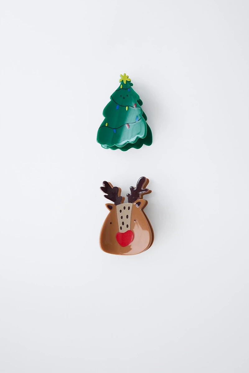 LOT DE DEUX PINCES SAPIN ET RENNE