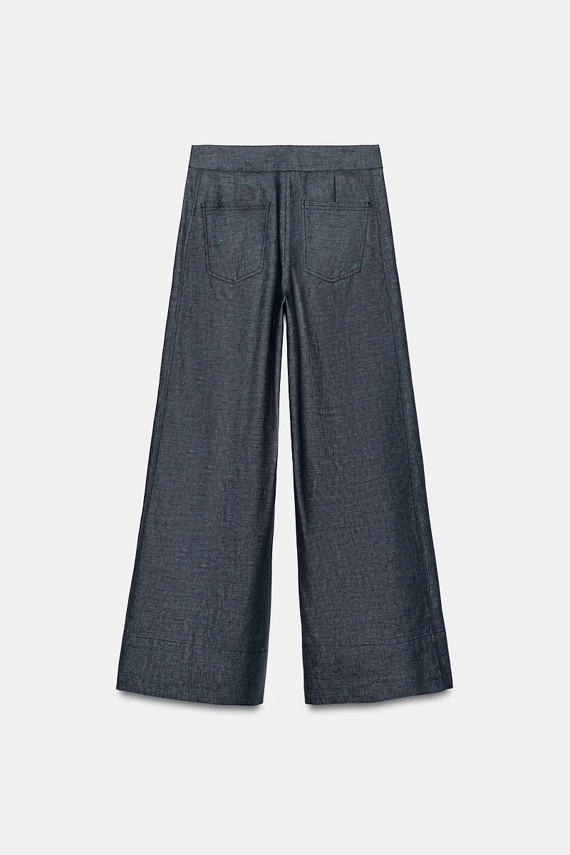 HIGH-WAISTED WIDE LEG LINEN PANTS