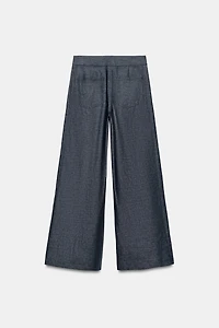 HIGH-WAISTED WIDE LEG LINEN PANTS