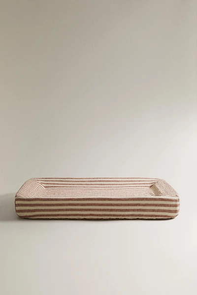 STRIPED LINEN AND COTTON BABY CHANGING MAT COVER