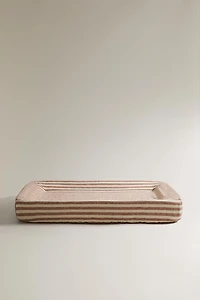 STRIPED LINEN AND COTTON BABY CHANGING MAT COVER
