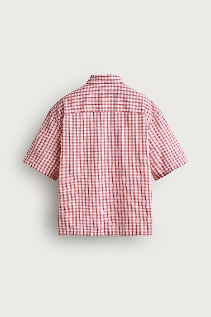 RELAXED FIT CHECKED SHIRT WITH EMBROIDERED TEXT