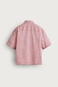 RELAXED FIT CHECKED SHIRT WITH EMBROIDERED TEXT