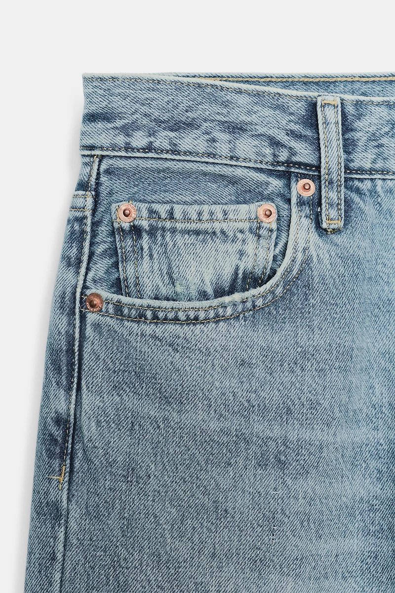 ZW COLLECTION MID-RISE RIPPED STRAIGHT LEG JEANS