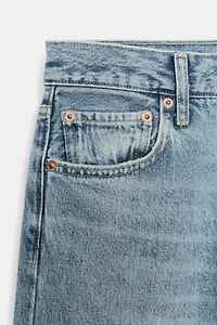 ZW COLLECTION MID-RISE RIPPED STRAIGHT LEG JEANS