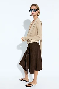 Draped wrap-effect knit cardigan