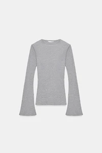 RIB TOP WITH FLARED SLEEVES