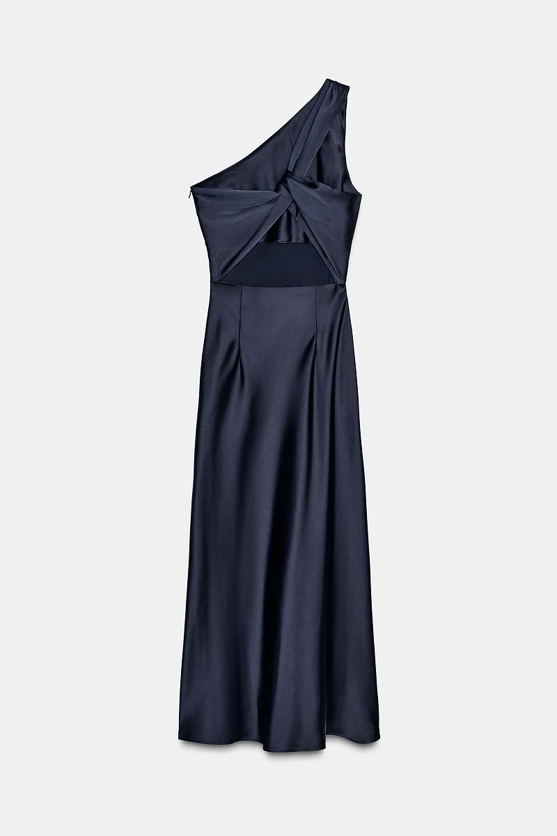 ASYMMETRIC SATIN MIDI DRESS