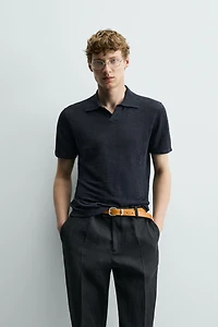 REGULAR FIT 100% LINEN KNIT POLO SHIRT