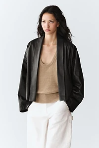 Nappa leather lapel kimono