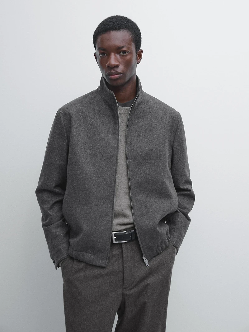 Wool blend bomber jacket