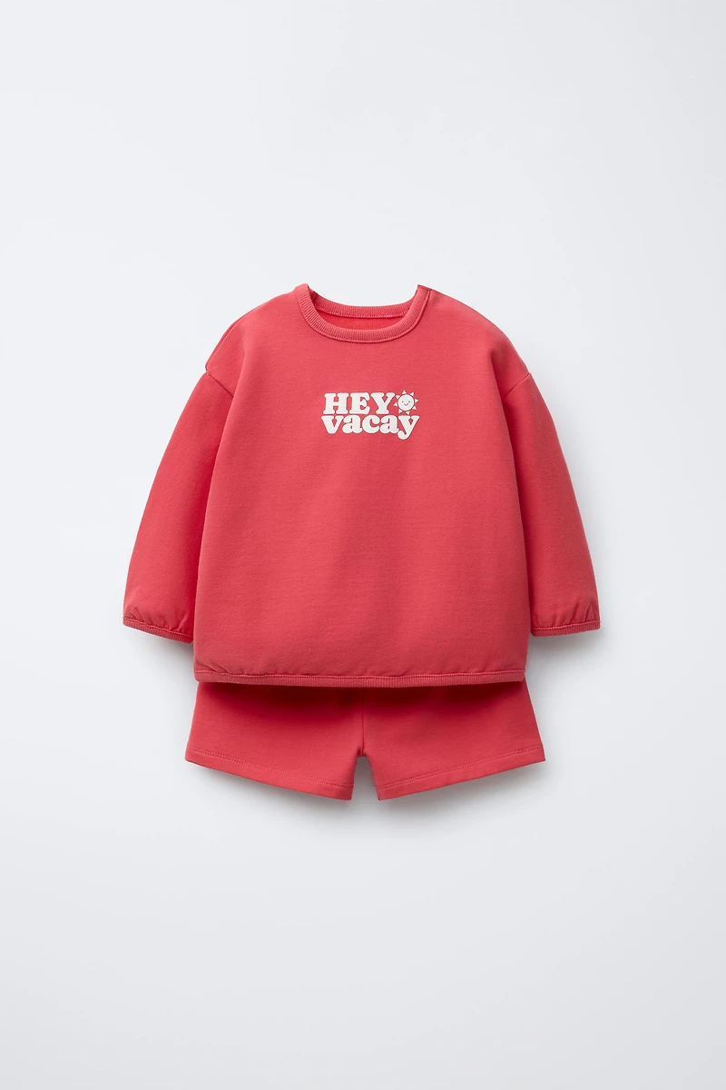 SWEATSHIRT AND TEXT BERMUDA SET