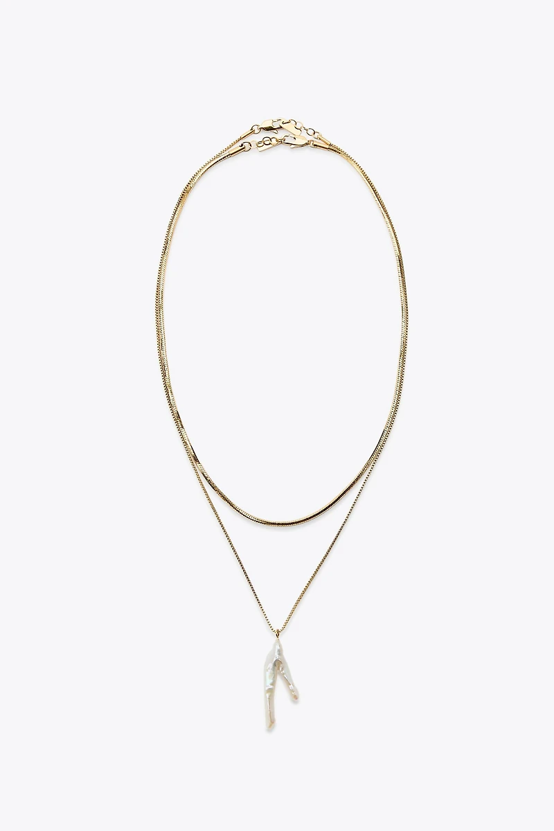 2-PACK WATERPROOF PEARL CHAIN NECKLACES