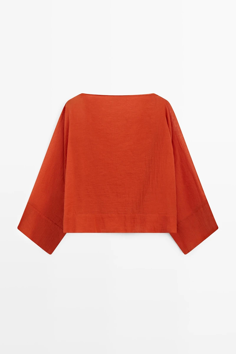 Chemise fluide manches volumineuses 100 % coton